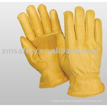 Golden cowhide leather driver glove